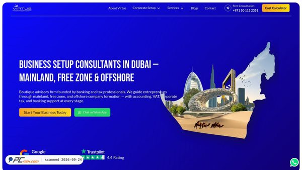 virtuebizsetup.ae screenshot