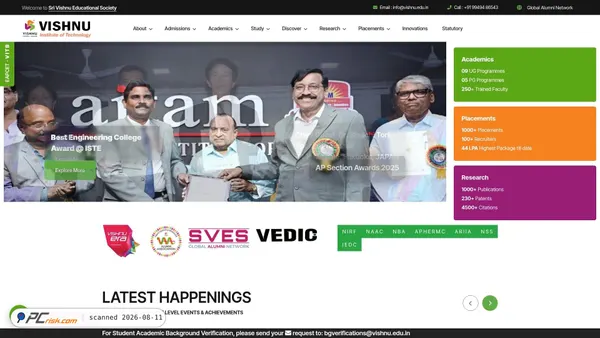 vishnu.edu.in screenshot