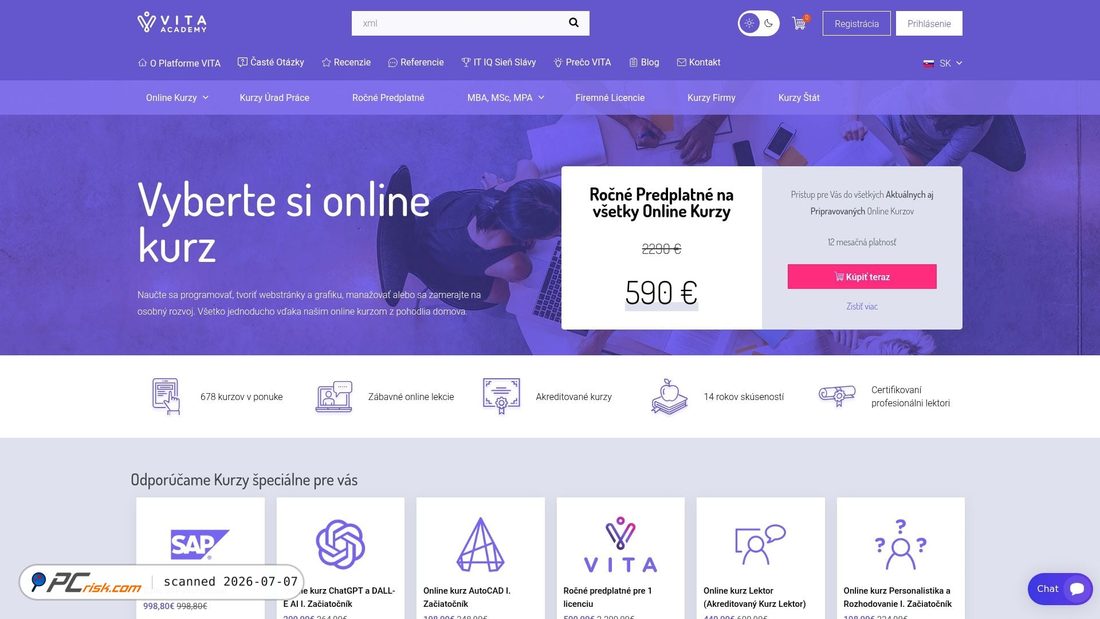 Screenshot of vita.sk