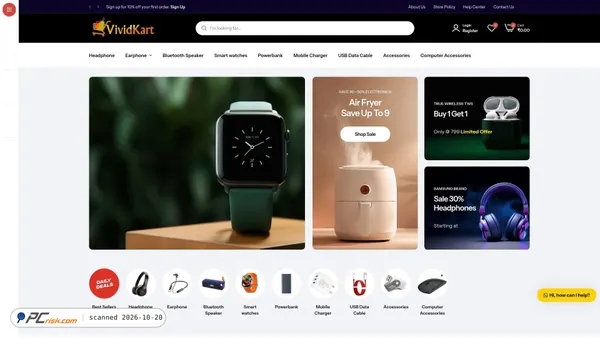 Screenshot van vividkart.com