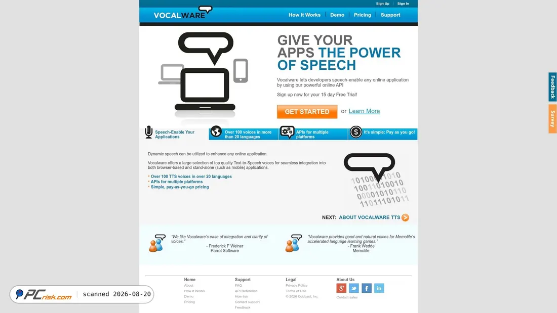 Screenshot of vocalware.com
