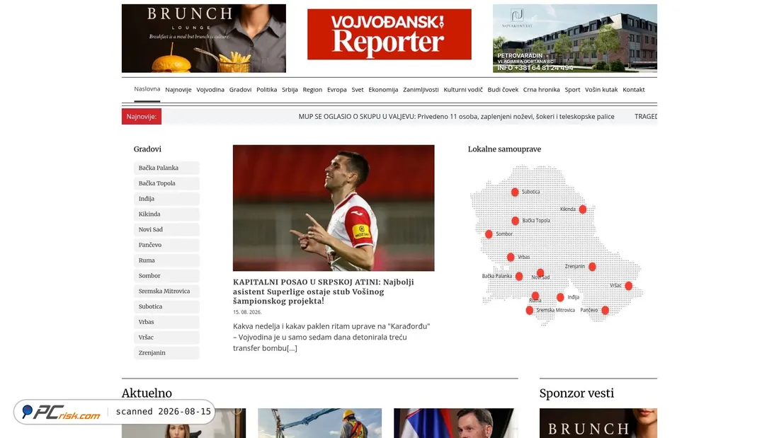 Screenshot of vojvodjanskireporter.rs