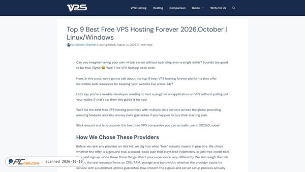 Screenshot van vpsfreehosting.com