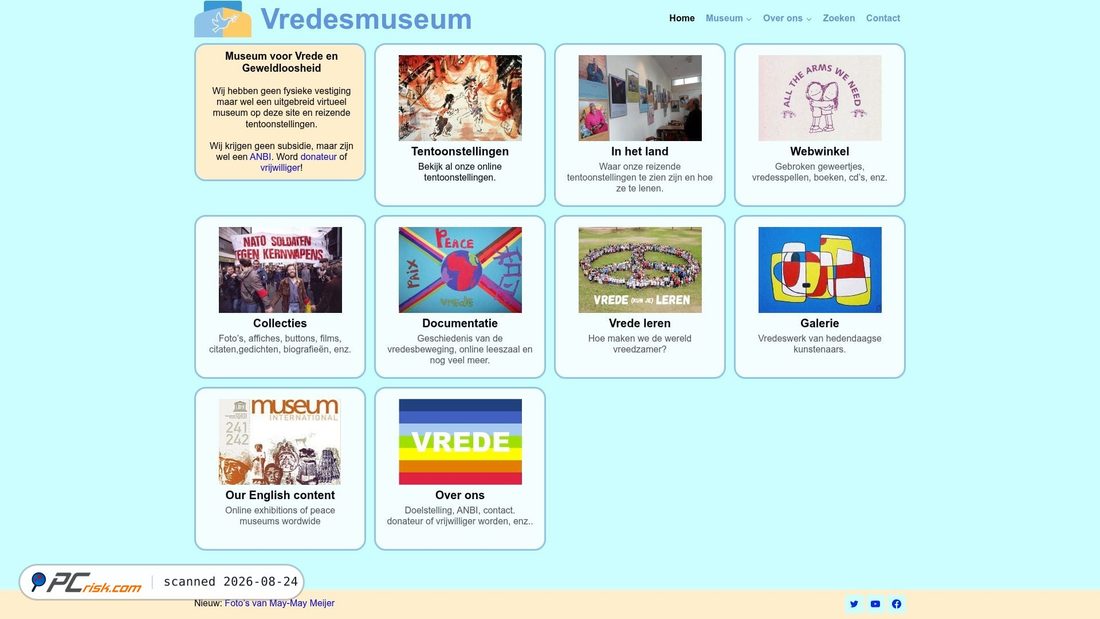Screenshot of vredesmuseum.nl