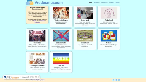vredesmuseum.nl screenshot