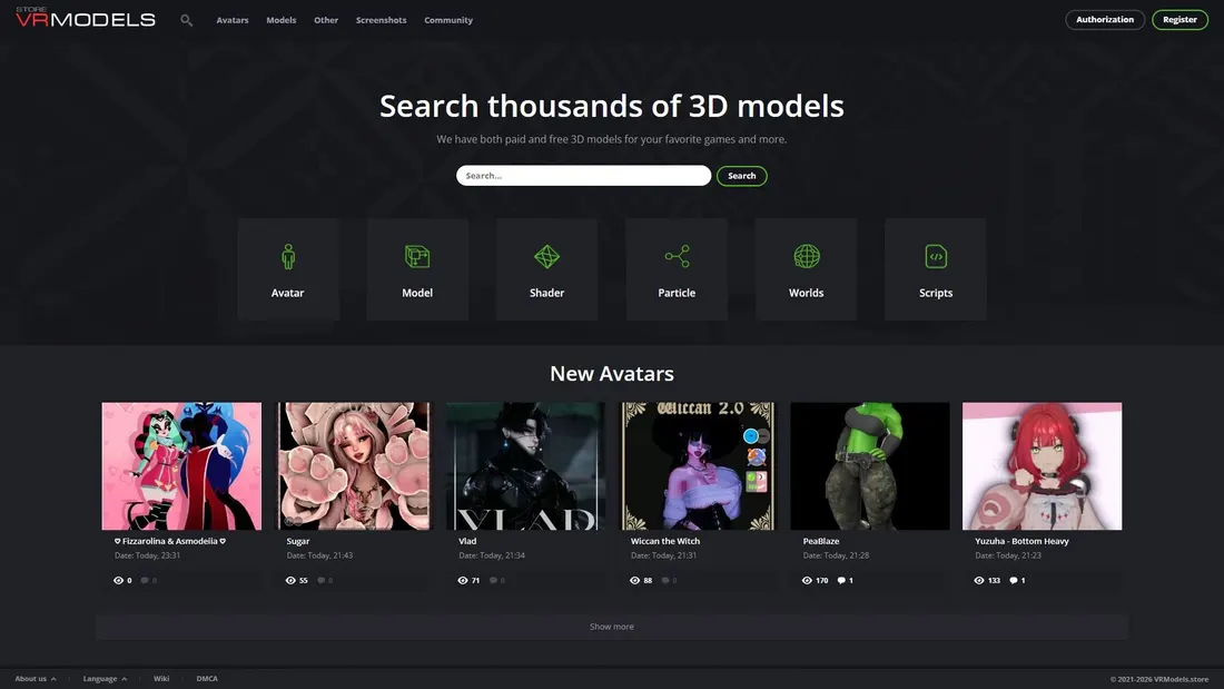 Screenshot von vrmodels.store