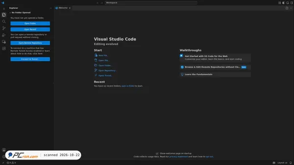 Captura de ecrã de vscode.dev