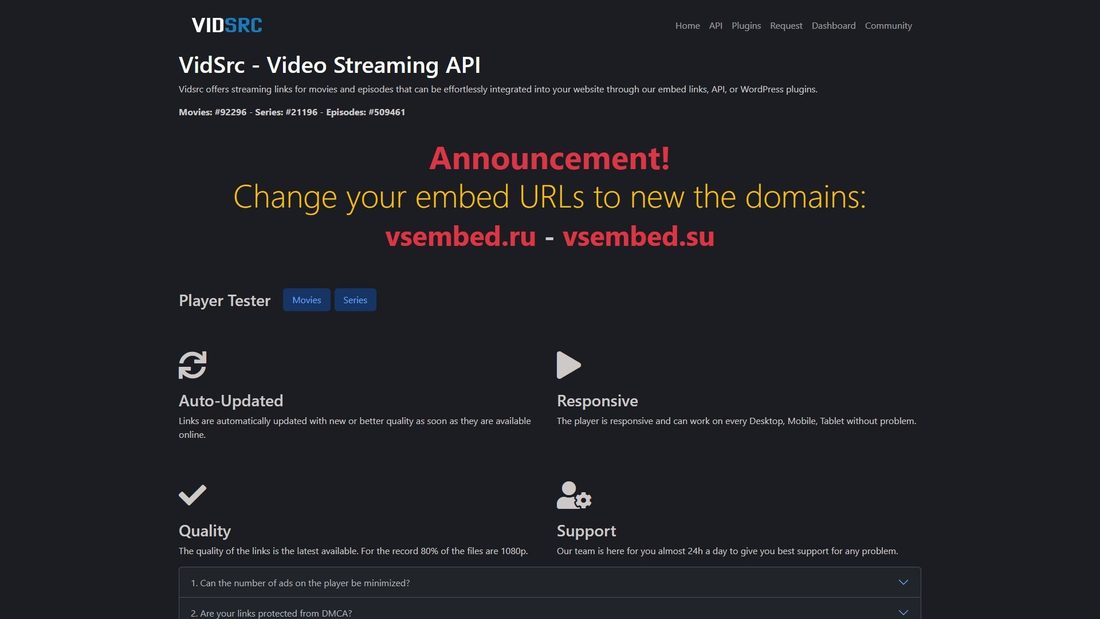 Screenshot of vsembed.ru
