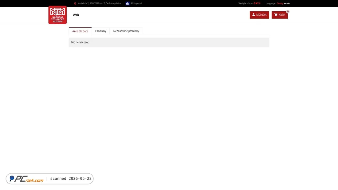 Screenshot of vstupenky.ntm.cz