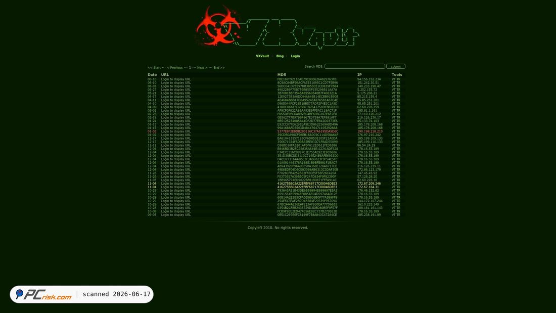 Screenshot of vxvault.net