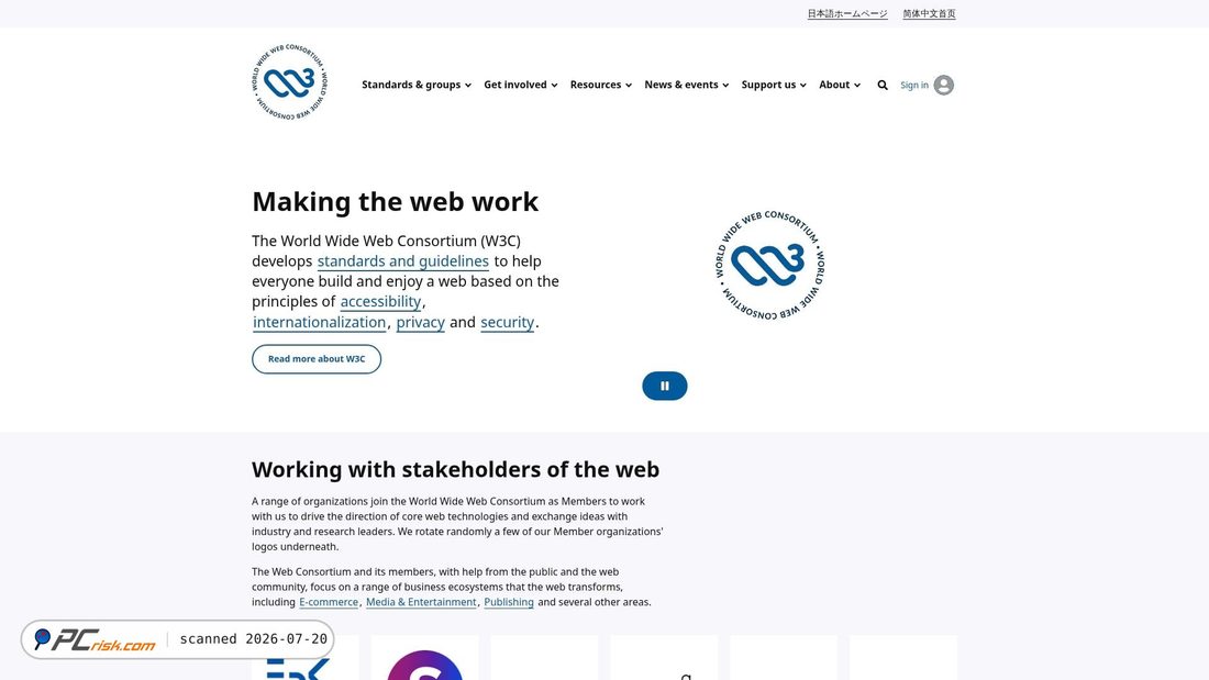 Screenshot di w3.org