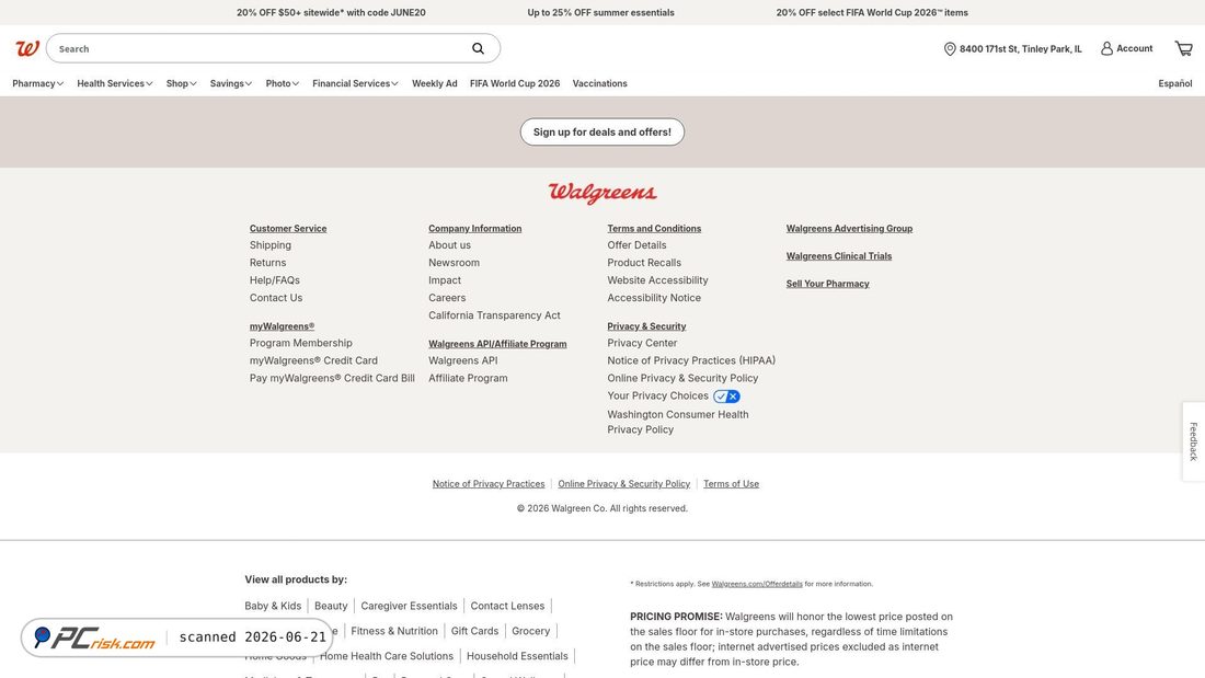 Screenshot of walgreens.com
