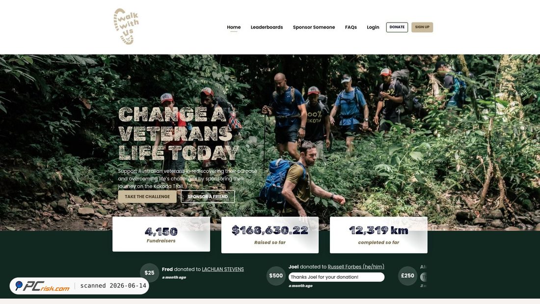 Captura de pantalla de walkwithus.raiselysite.com