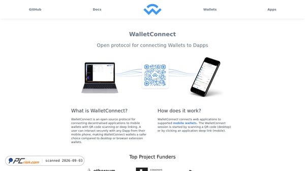Screenshot van walletconnect-website.vercel.app