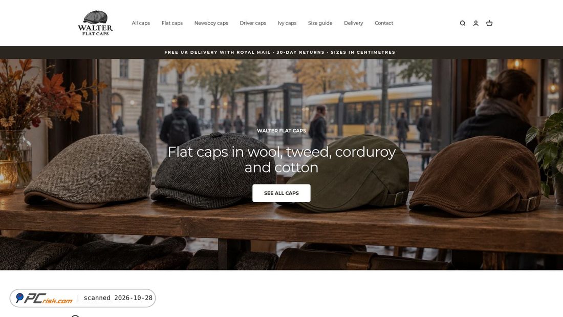 Captura de ecrã de walterflatcaps.com