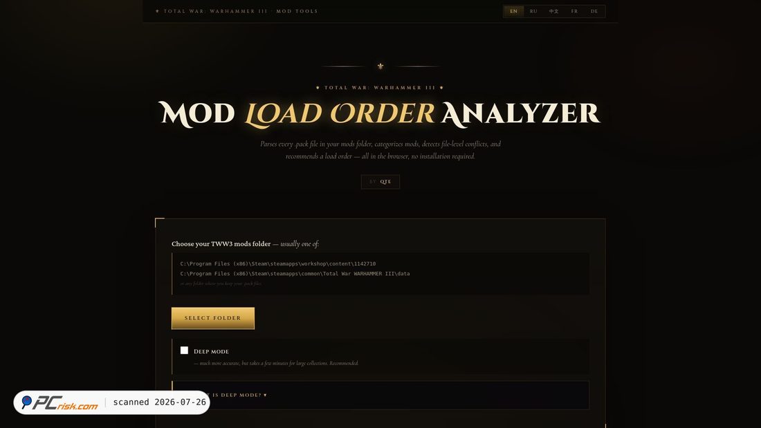 Screenshot von warhammer3-modstack-qte.netlify.app