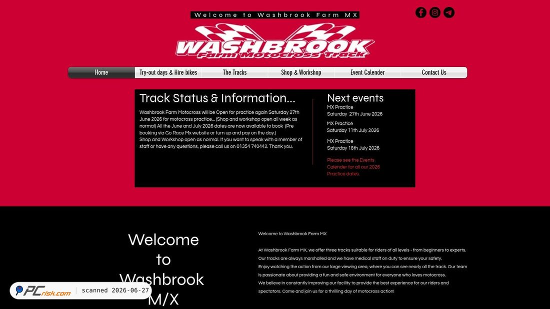 Screenshot of washbrookfarmmx.co.uk