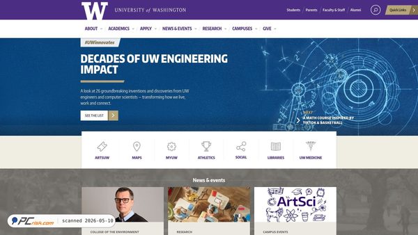 washington.edu screenshot