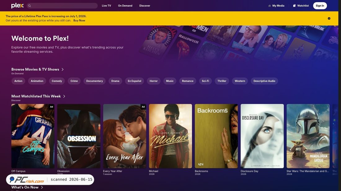 Screenshot of watch.plex.tv