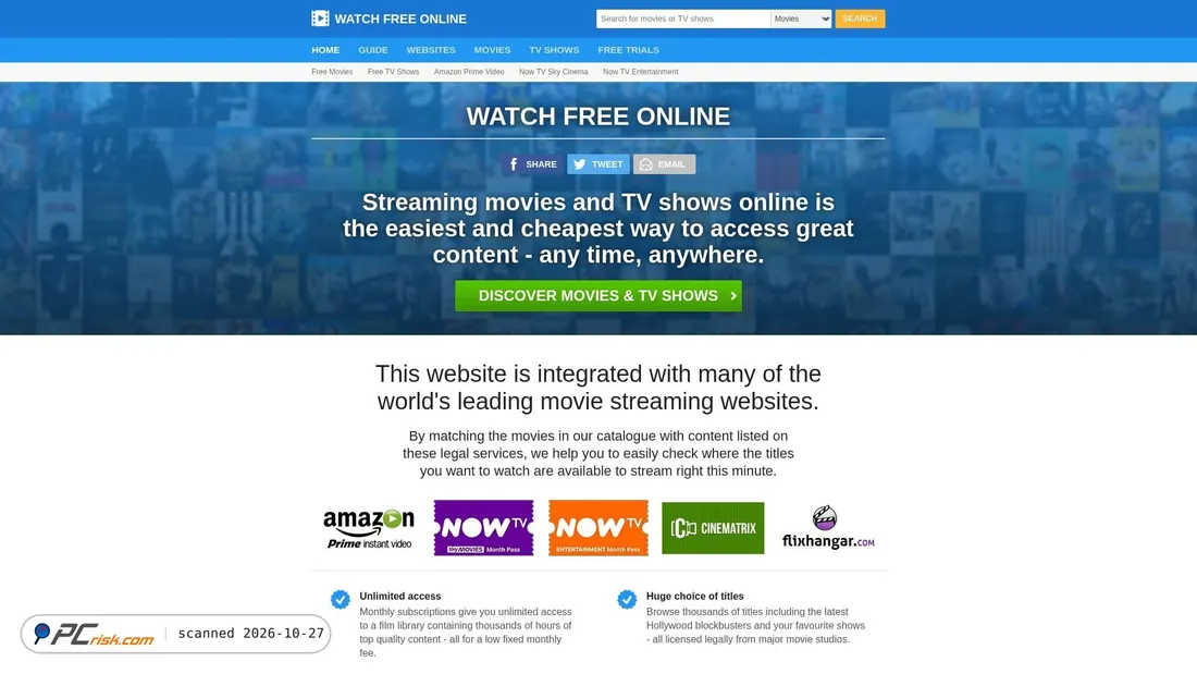 Screenshot of watchfreeonline.co.uk