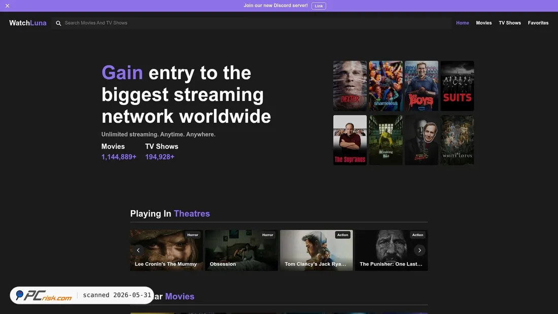 Screenshot of watchluna.com