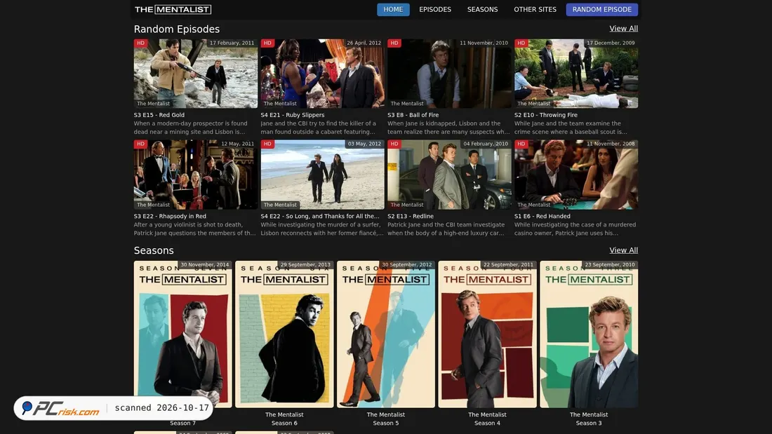 Captura de ecrã de watchthementalistonline.cc