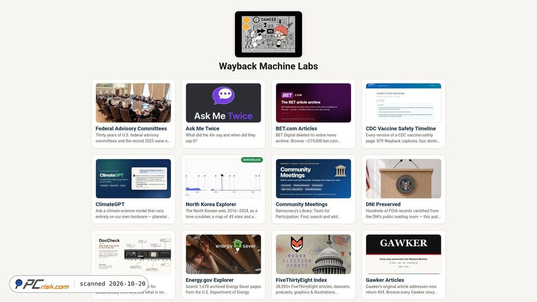 Screenshot of wayback-labs.sf.archive.org