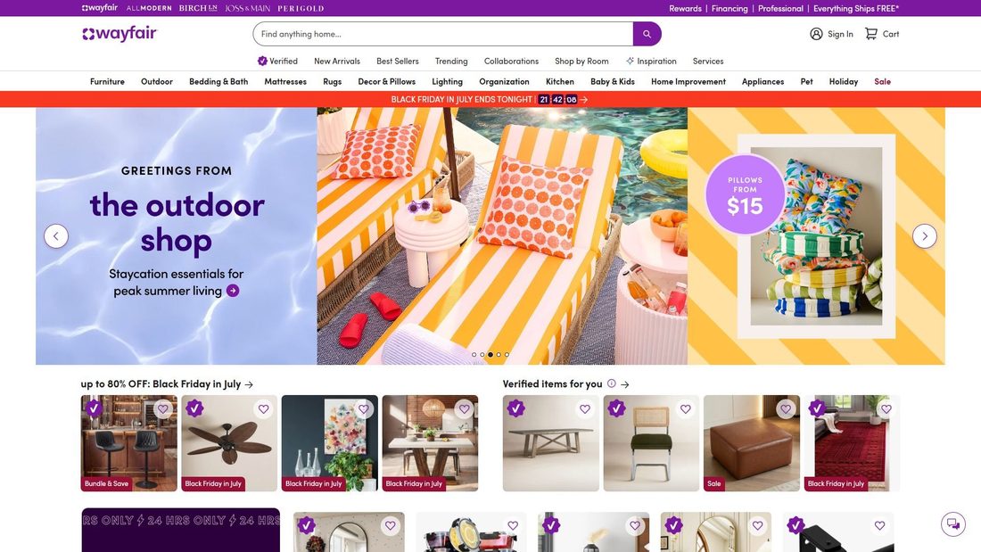 Screenshot di wayfair.com