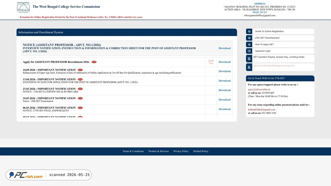 Screenshot of wbcsconline.in
