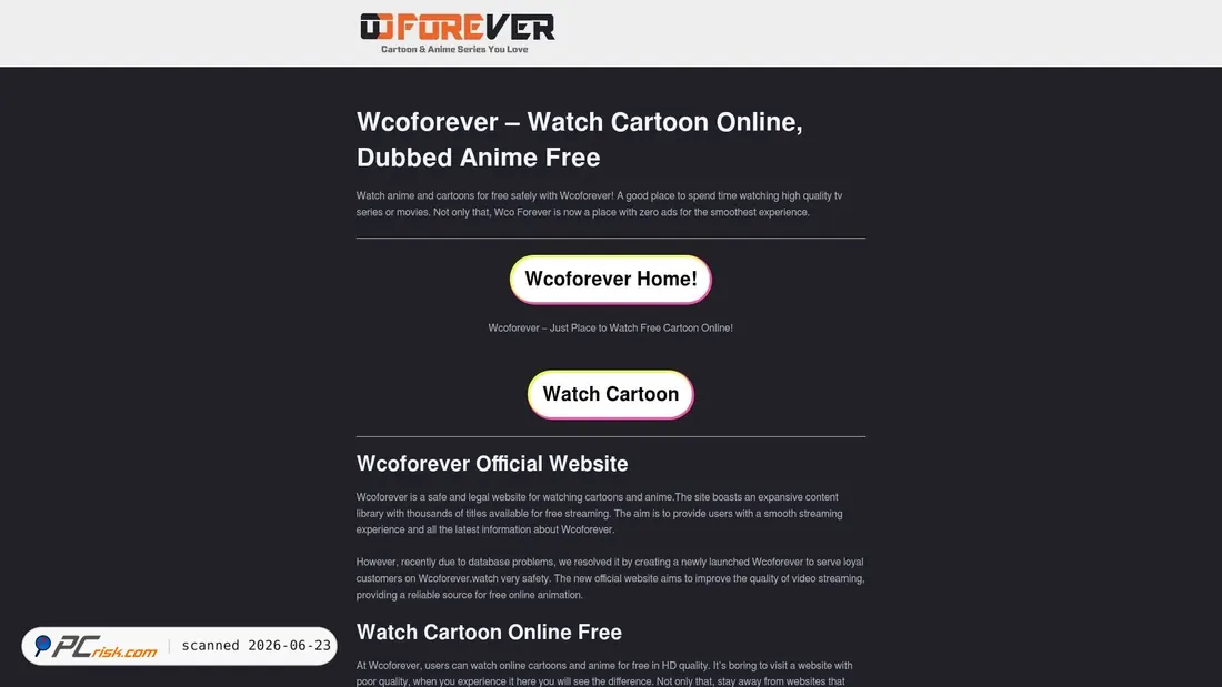 Screenshot of wcoforever.watch