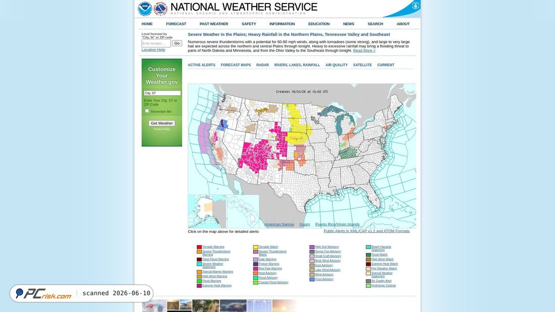 Screenshot of weather.gov