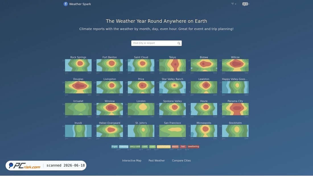 Screenshot von weatherspark.com
