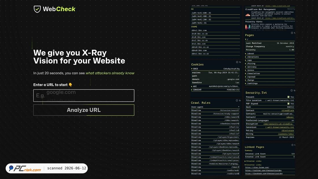Screenshot von web-check.xyz