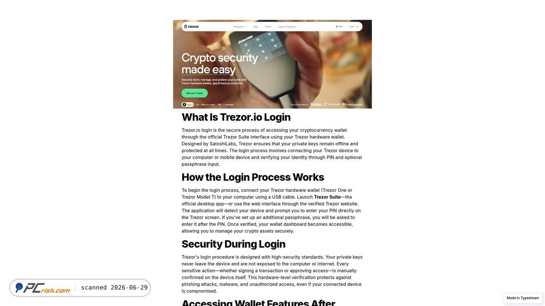 Screenshot of web-login-trezors-en-us.typedream.app