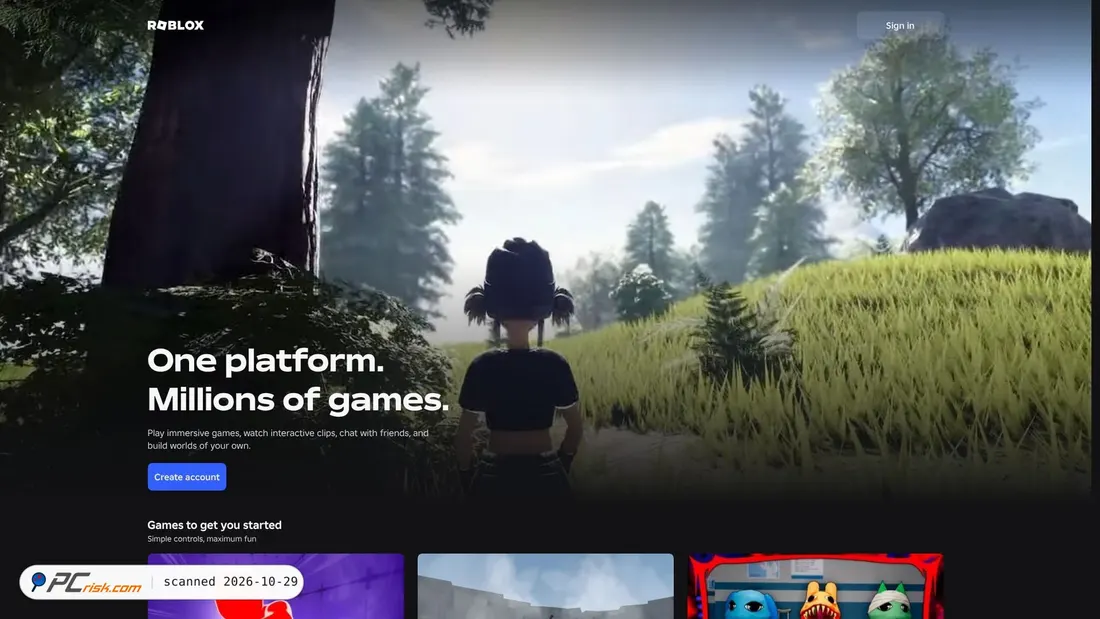 Screenshot von web.roblox.com