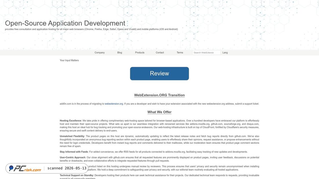 Screenshot von webextension.org