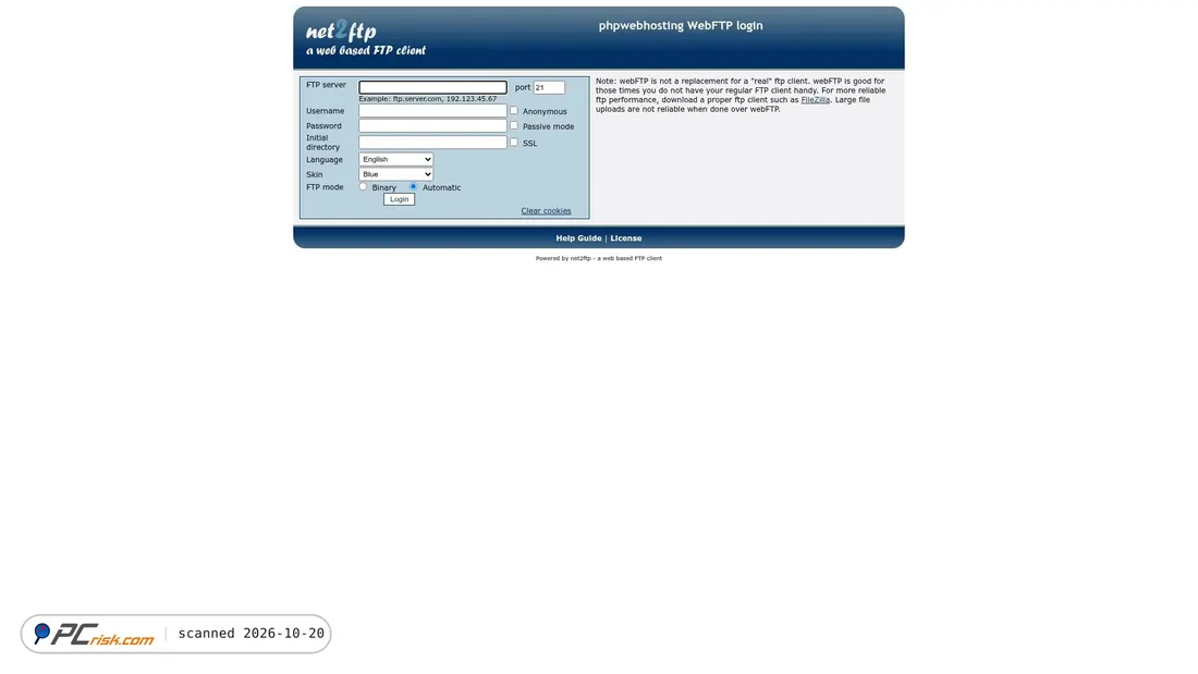 Screenshot von webftp.phpwebhosting.com