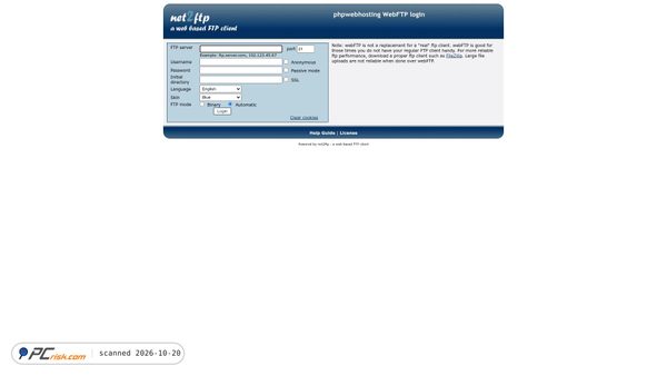 Zrzut ekranu webftp.phpwebhosting.com