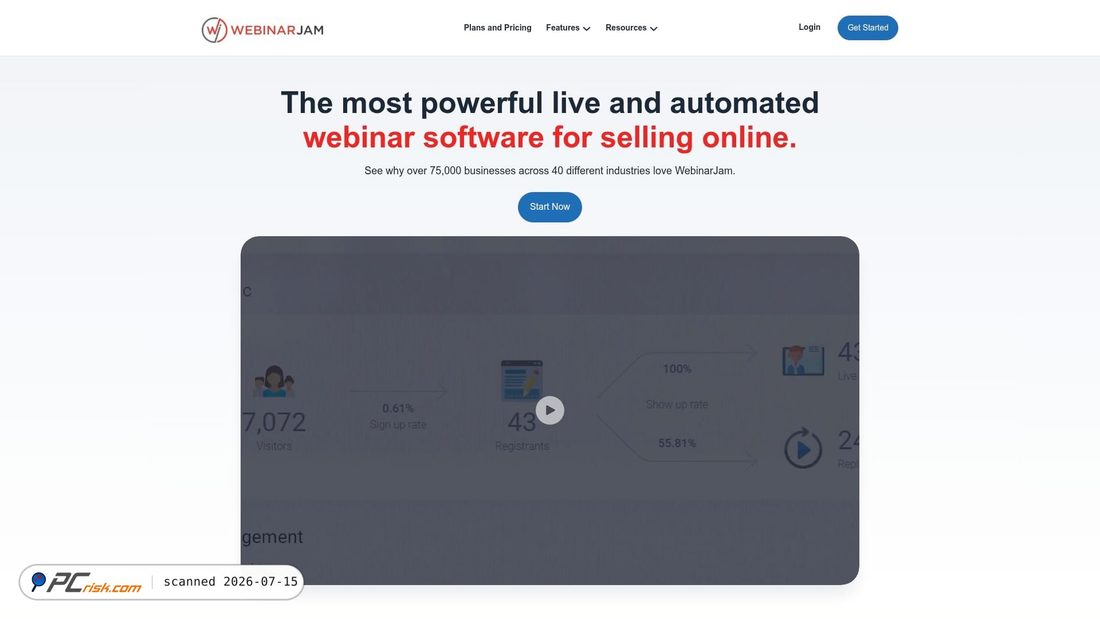 Screenshot of webinarjam.com
