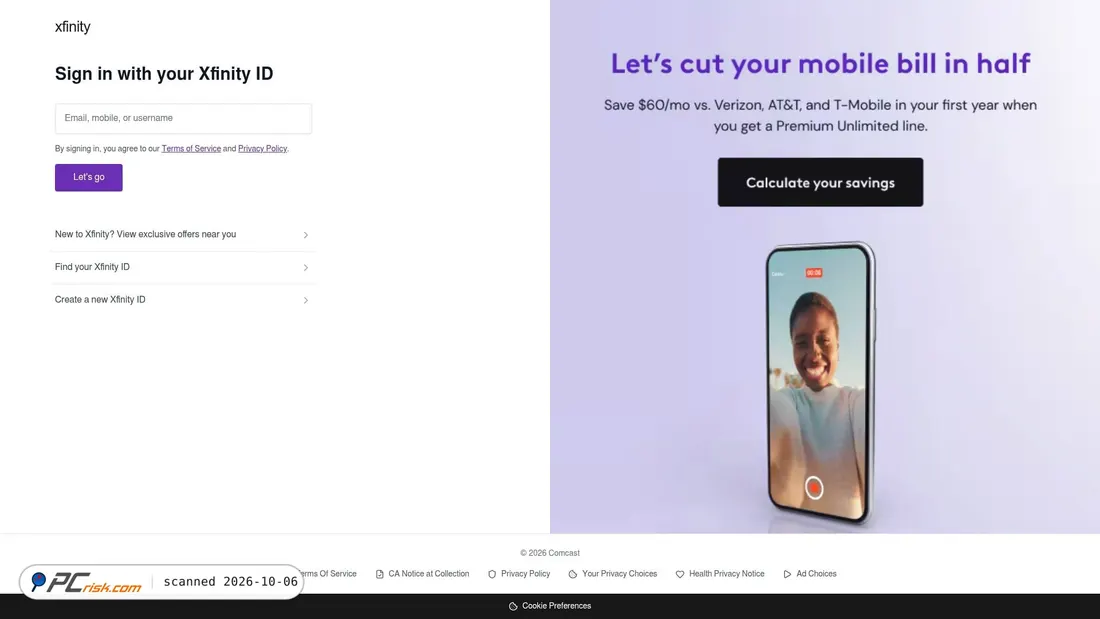 Screenshot of webmail-service-xfinity.gercel.app