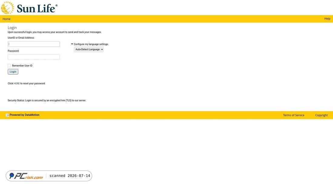Screenshot von webmail.sunlife.com