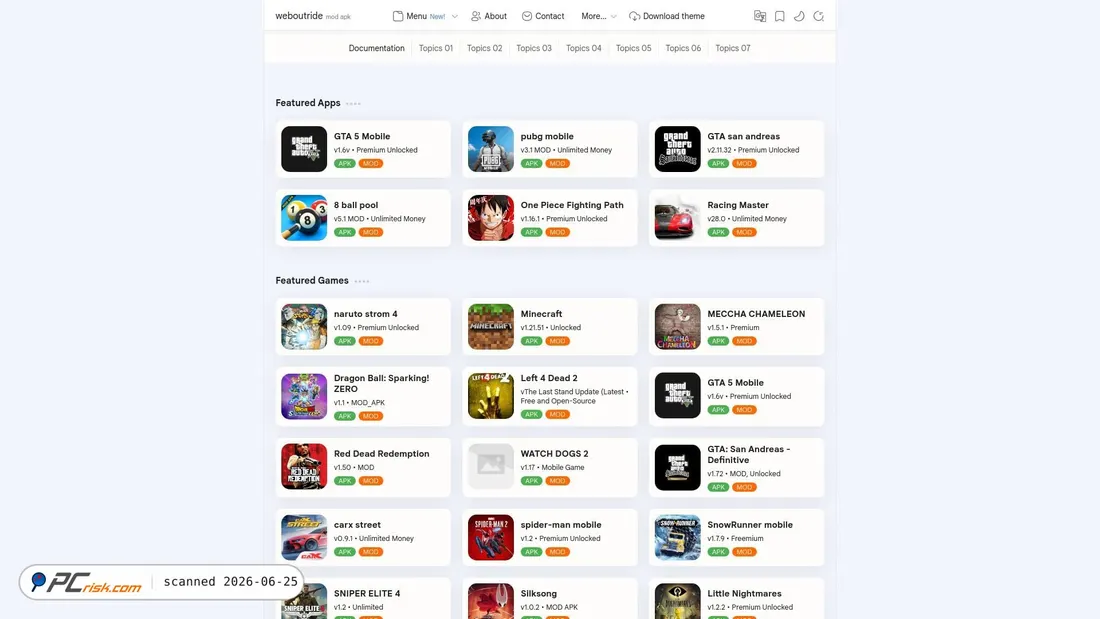 Captura de ecrã de weboutride.com