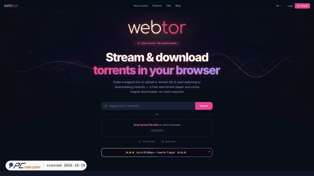 Screenshot di webtor.io