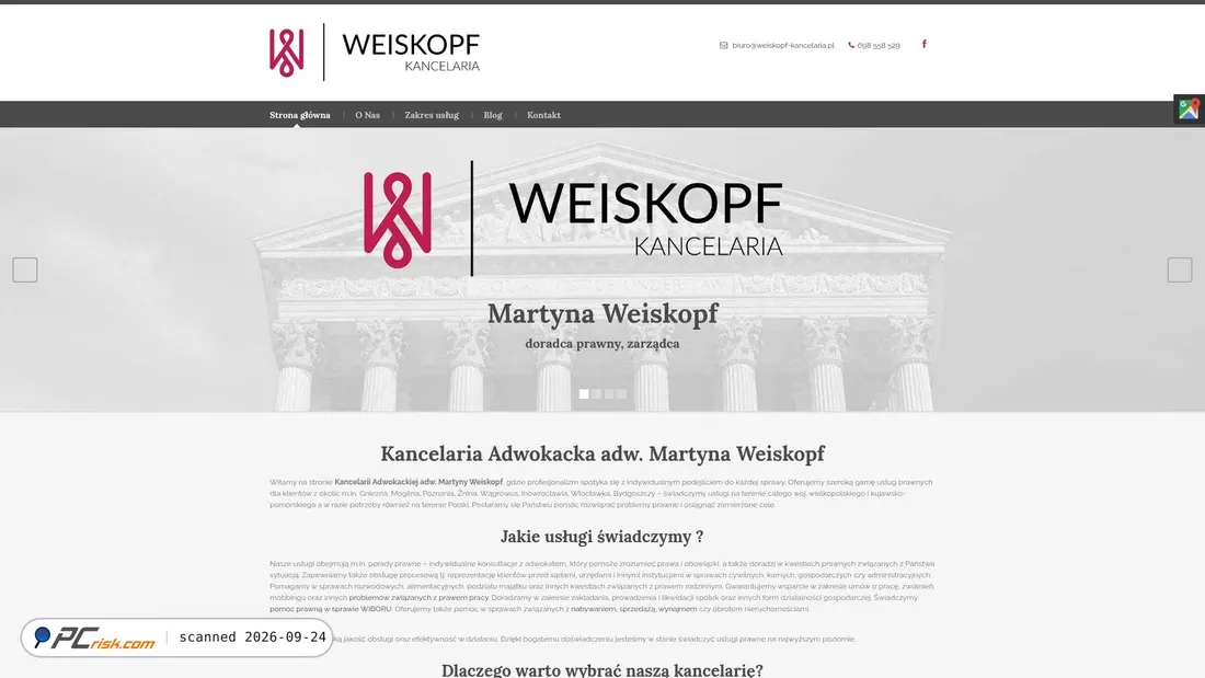 Captura de ecrã de weiskopf-kancelaria.pl