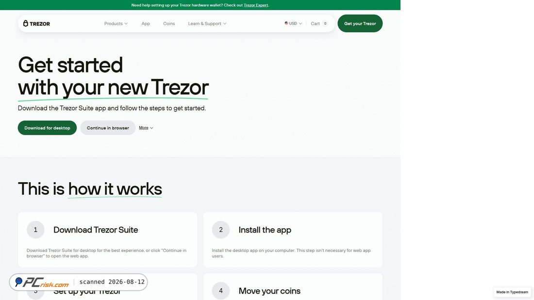 Screenshot of welcome-begin-trezo-en.typedream.app