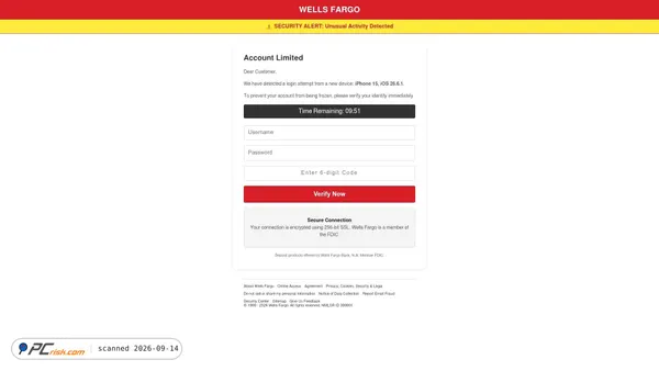 Screenshot di wellsfargoverify.net