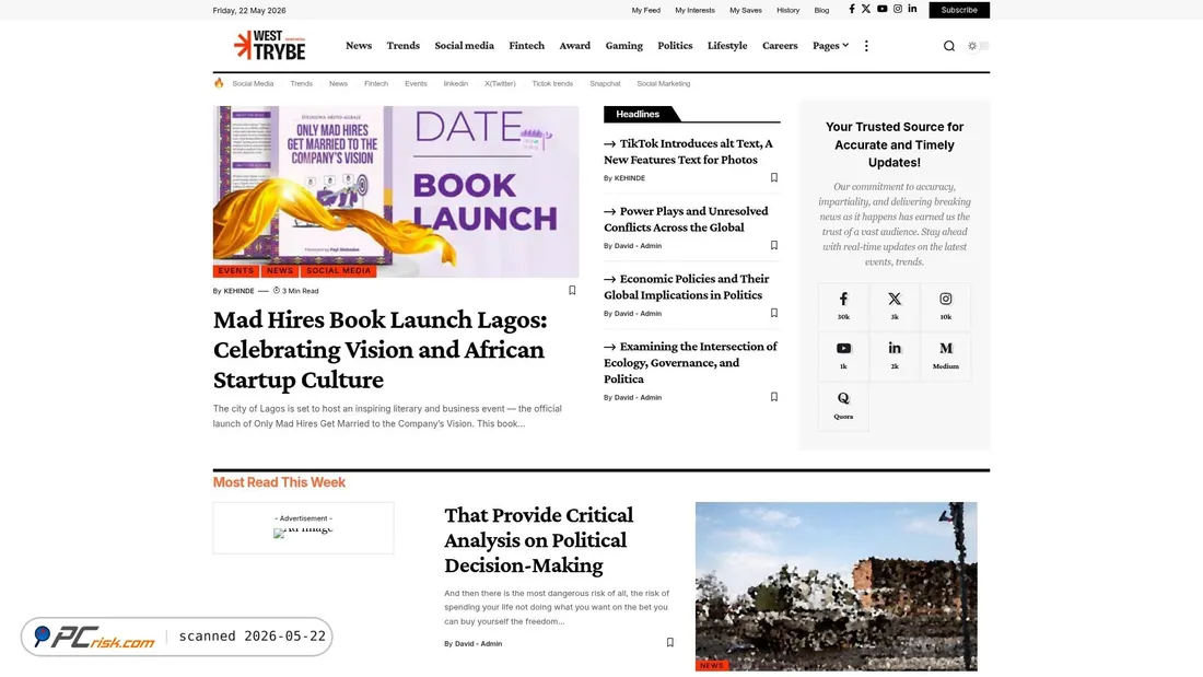 Screenshot of westtrybe.com