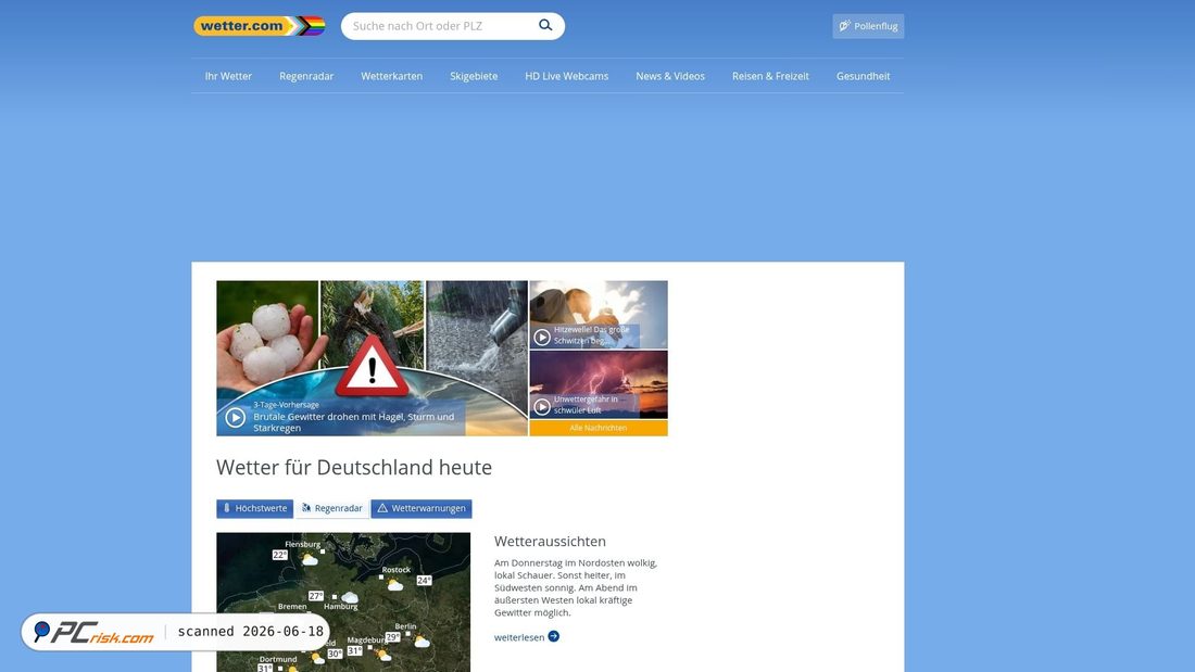 Screenshot di wetter.com