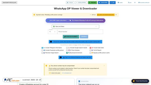whatsapp.checkleaked.cc screenshot