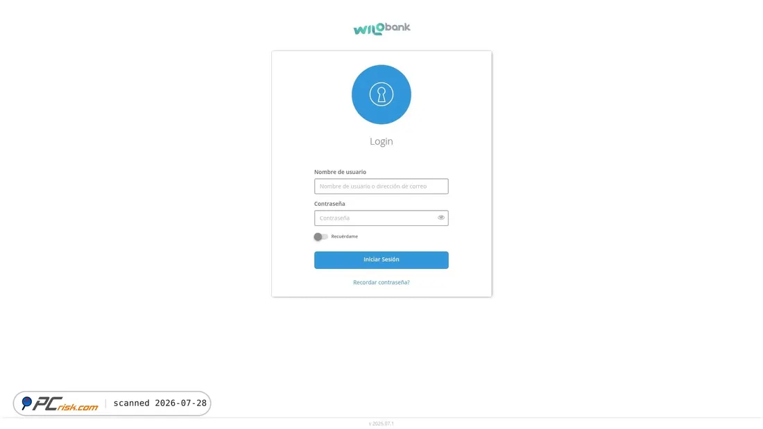 Screenshot of wilobank.evlink11.net